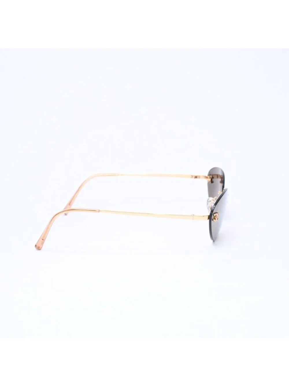 Chanel Rimless Sunglasses Eyewear CC Logo Gold